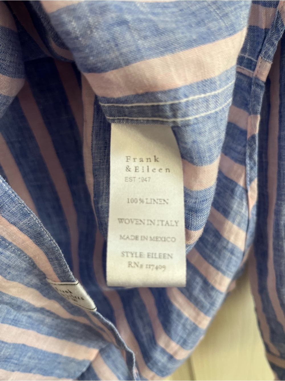 Frank & Eileen Eileen Button-Down Shirt Stripes Pink Blue size small - Picture 6 of 11